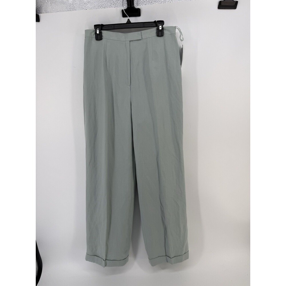 Lauren Ralph Lauren Beige Silk Linen Trousers size 14 High Rise Pleated Pants